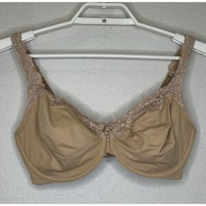 Soma Embraceable Unlined Lace Trim Bra Size 36DD Nude Tan Underwire Adjustable
